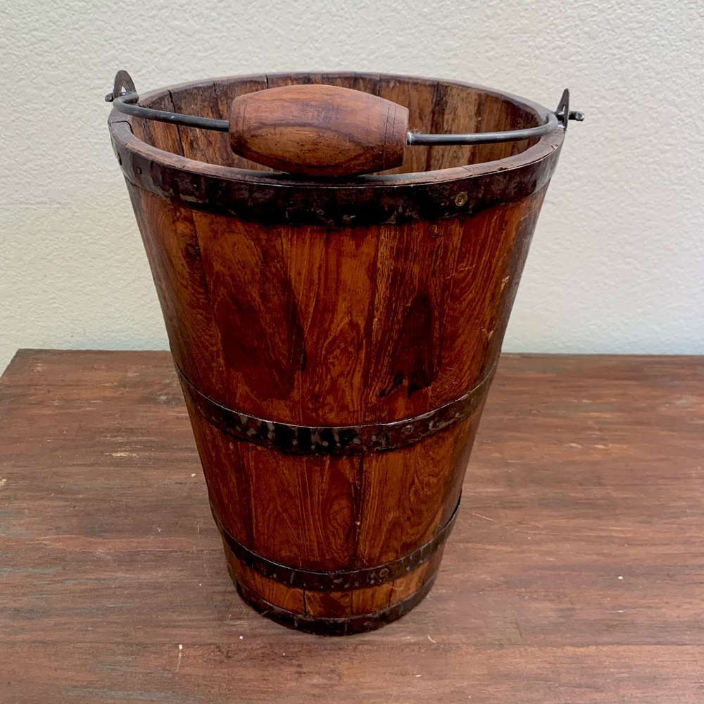 Vintage Primitive Wood Water Carrying Bucket